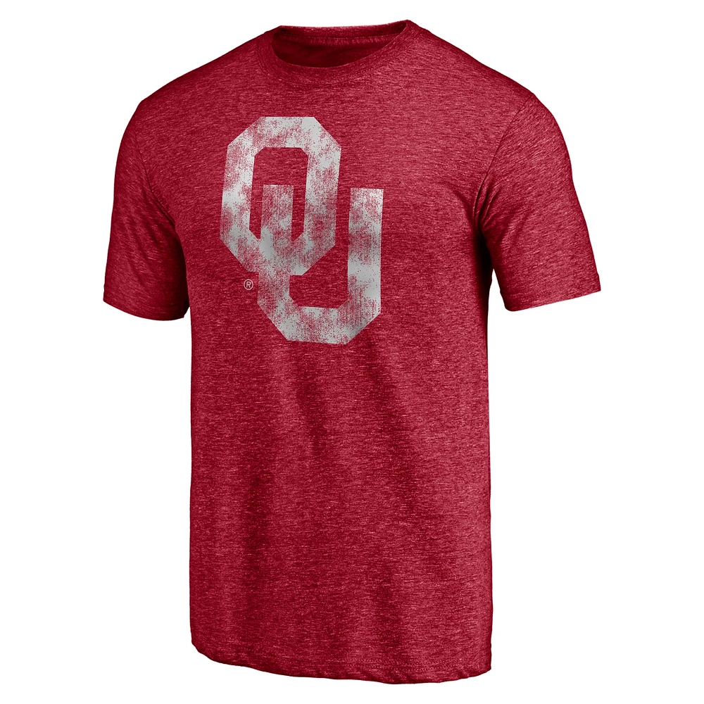 Men's Fanatics Crimson Oklahoma Sooners Primary Logo Tri-Blend T-Shirt