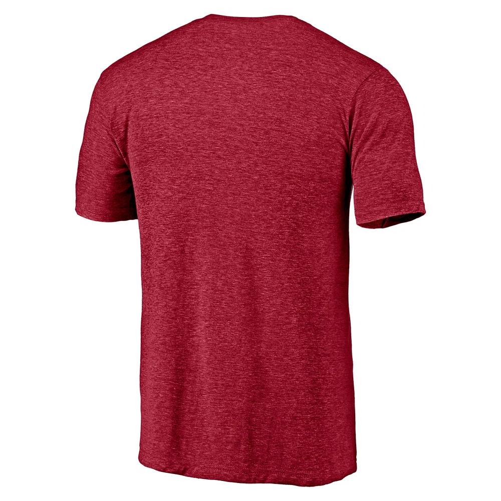 T-shirt tri-blend avec logo principal des Oklahoma Sooners pour hommes Fanatics Crimson