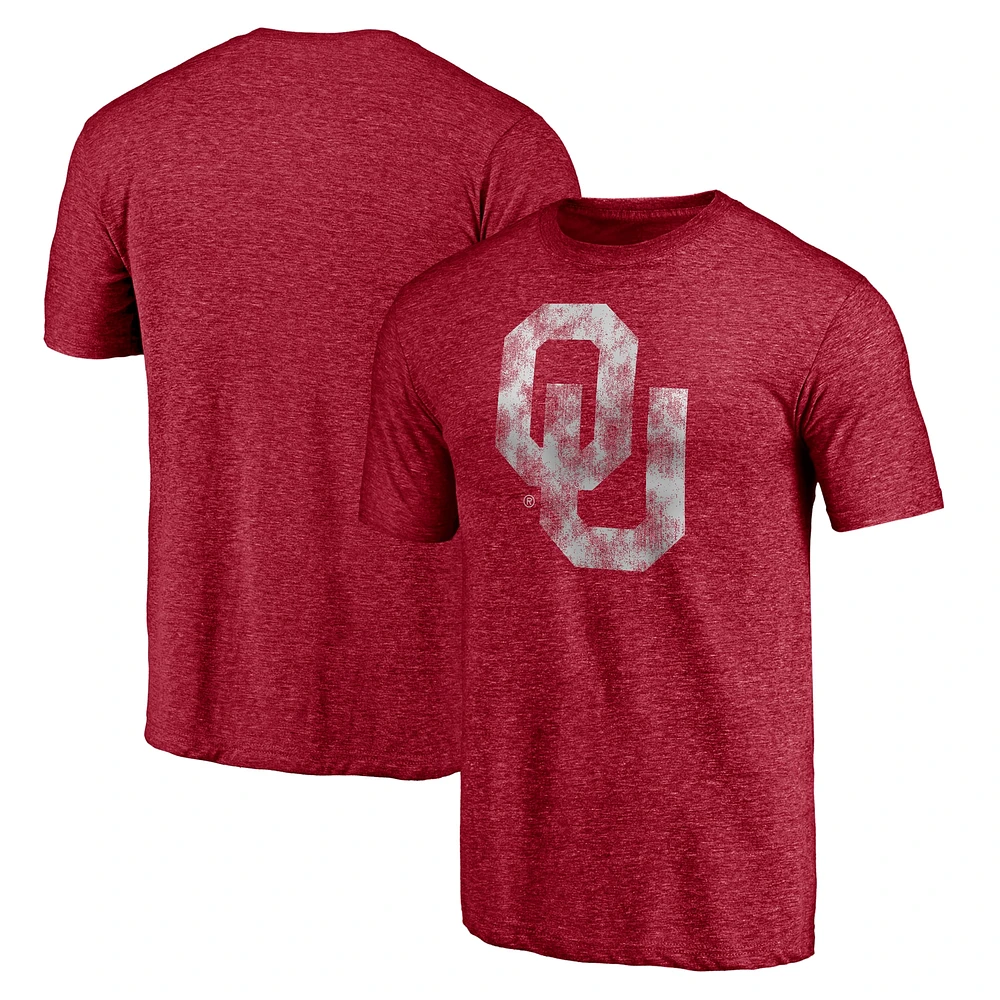 Men's Fanatics Crimson Oklahoma Sooners Primary Logo Tri-Blend T-Shirt