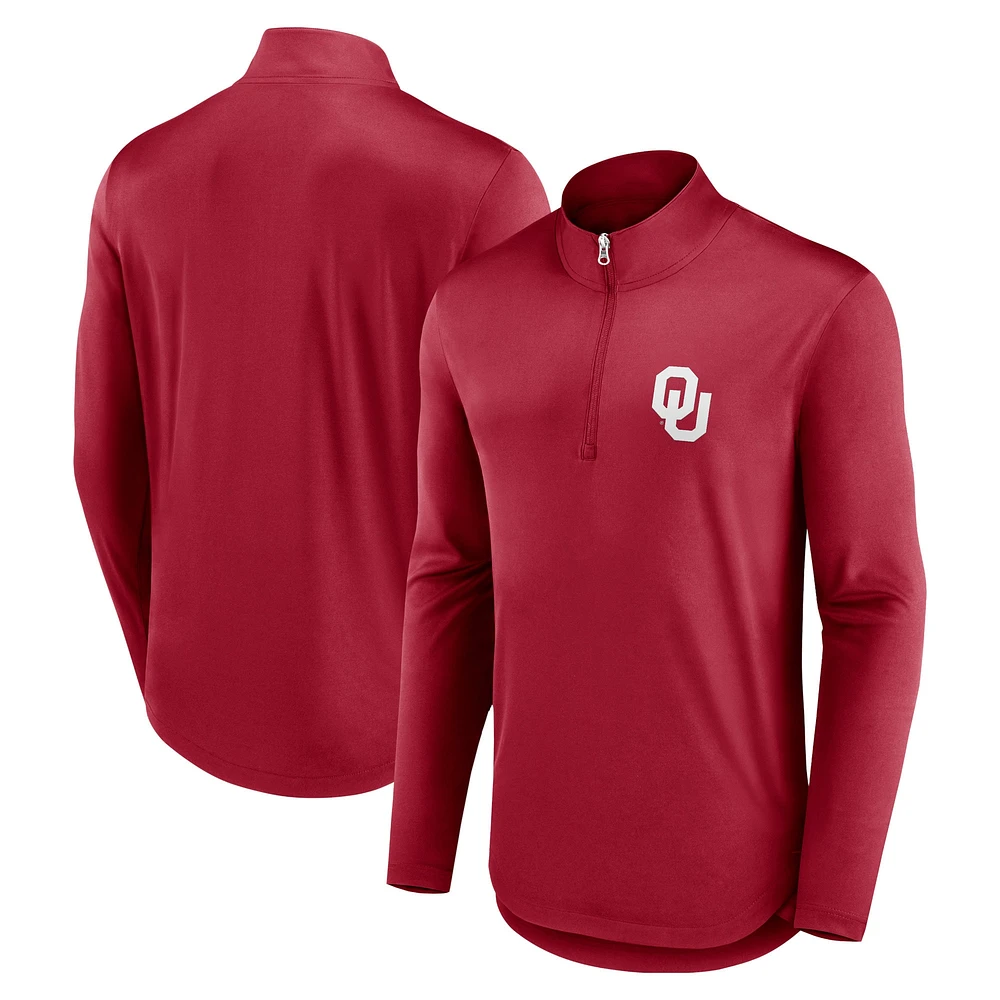 Men's Fanatics Crimson Oklahoma Sooners Quarterback Mock Neck Quarter-Zip Top