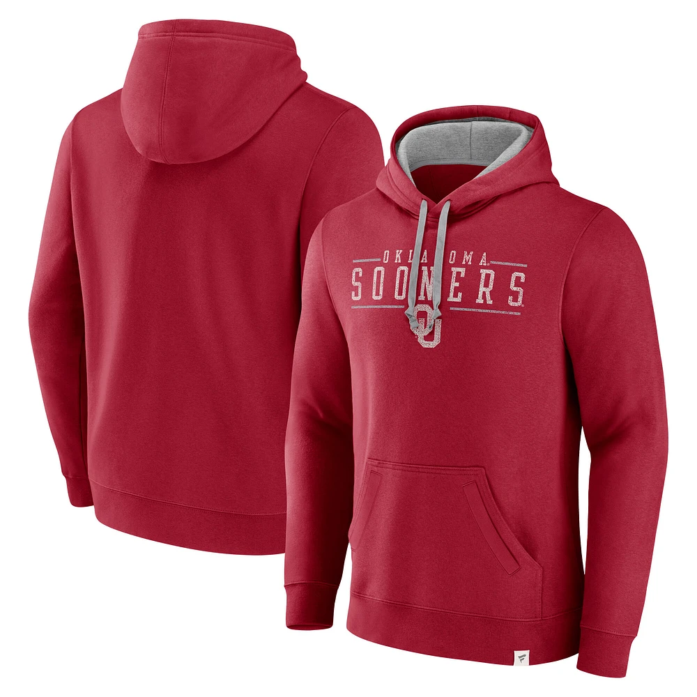 Men's Fanatics  Crimson Oklahoma Sooners Second Wind Distressed Pullover Hoodie