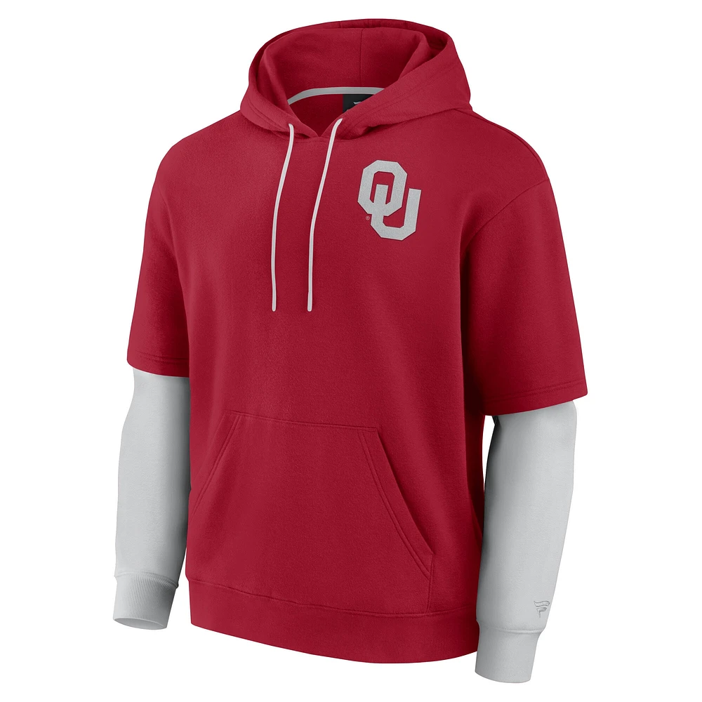 Men's Fanatics Crimson Oklahoma Sooners Sleek Pullover Hoodie