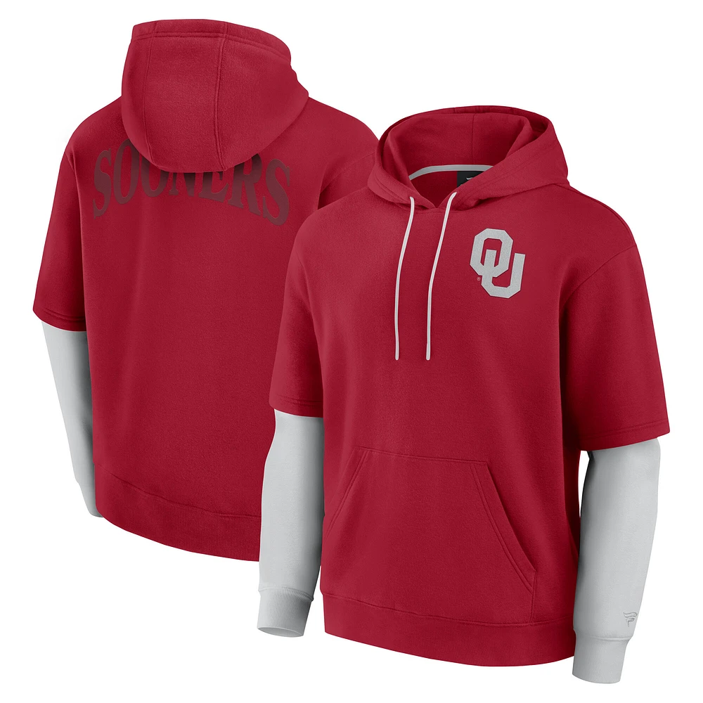 Men's Fanatics Crimson Oklahoma Sooners Sleek Pullover Hoodie