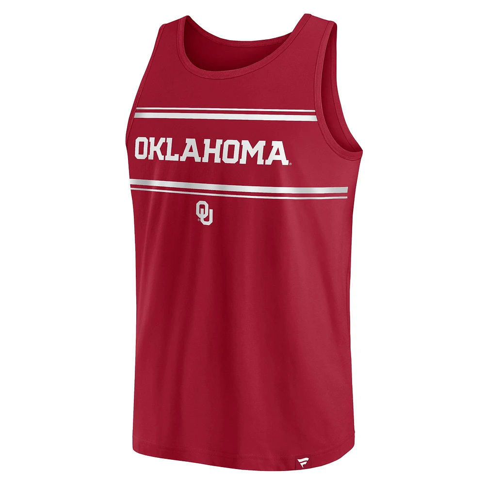 Men's Fanatics Crimson Oklahoma Sooners Stripe Block Tank Top