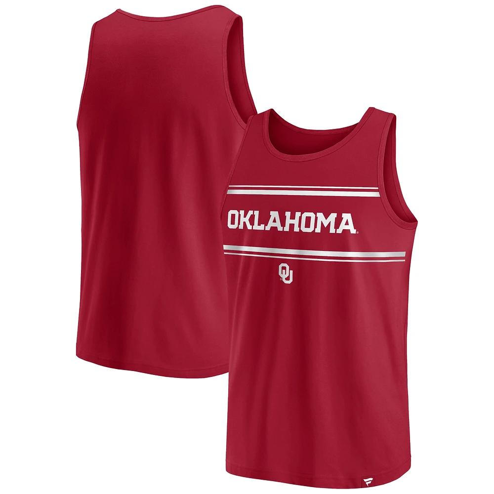 Men's Fanatics Crimson Oklahoma Sooners Stripe Block Tank Top