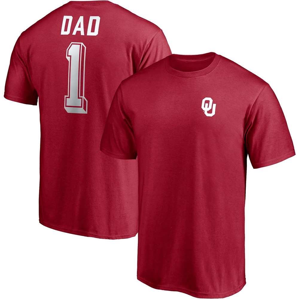 T-shirt papa n°1 de l'équipe Fanatics Crimson Oklahoma Sooners pour hommes