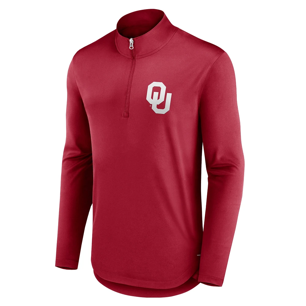 Men's Fanatics Crimson Oklahoma Sooners Tough Minded Quarter-Zip Top