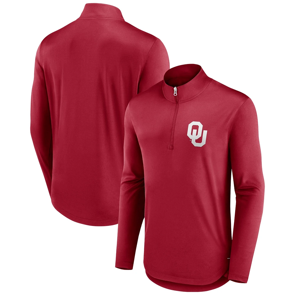 Men's Fanatics Crimson Oklahoma Sooners Tough Minded Quarter-Zip Top