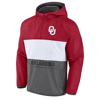 Men's Fanatics Crimson Oklahoma Sooners Victory On Raglan Quarter-Zip Hoodie