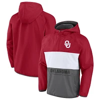 Men's Fanatics Crimson Oklahoma Sooners Victory On Raglan Quarter-Zip Hoodie