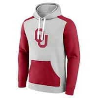 Men's Fanatics  Gray/Crimson Oklahoma Sooners Primary Arctic Fleece Pullover Hoodie