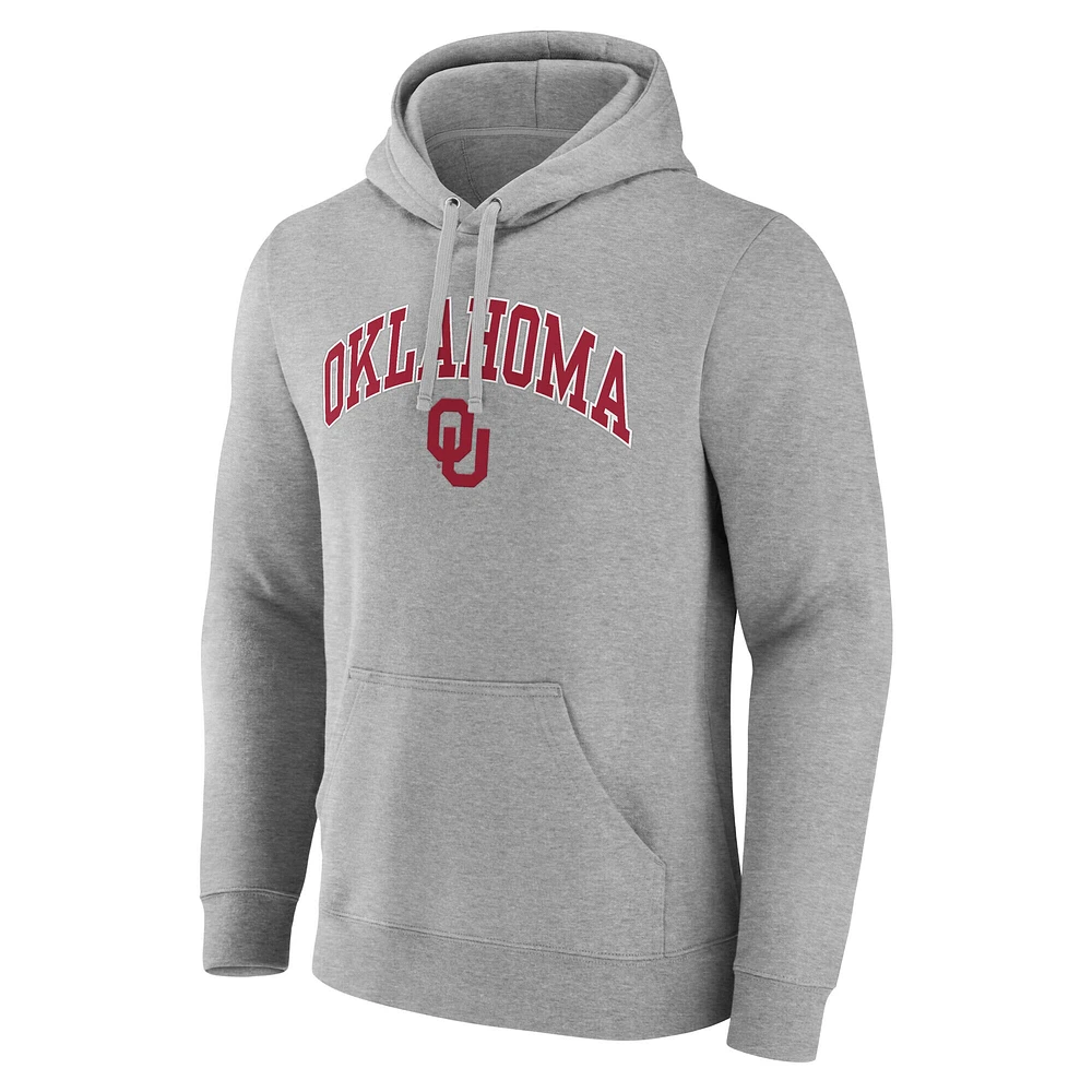 Men's Fanatics  Gray Oklahoma Sooners Arched Logo Fleece Pullover Hoodie