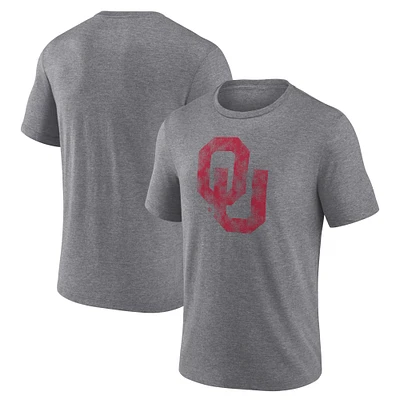 T-shirt classique gris à trois mélanges avec logo principal des Oklahoma Sooners pour hommes Fanatics