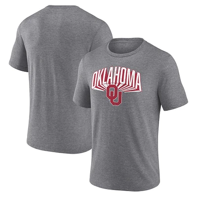 T-shirt Fanatics gris pour homme Oklahoma Sooners Heritage Tri-Blend 3D Burst