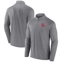 Men's Fanatics  Gray Oklahoma Sooners Primary Logo Raglan Quarter-Zip Top