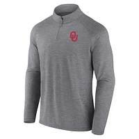 Haut raglan à quart de zip avec logo principal Oklahoma Sooners Fanatics gris pour hommes