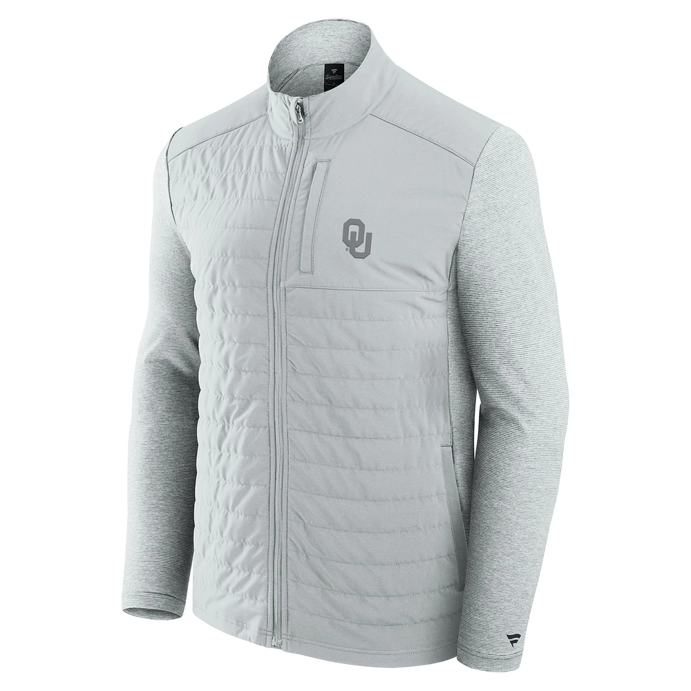 Veste zippée complète avec logo principal ton sur pour homme Fanatics Grey Oklahoma Sooners