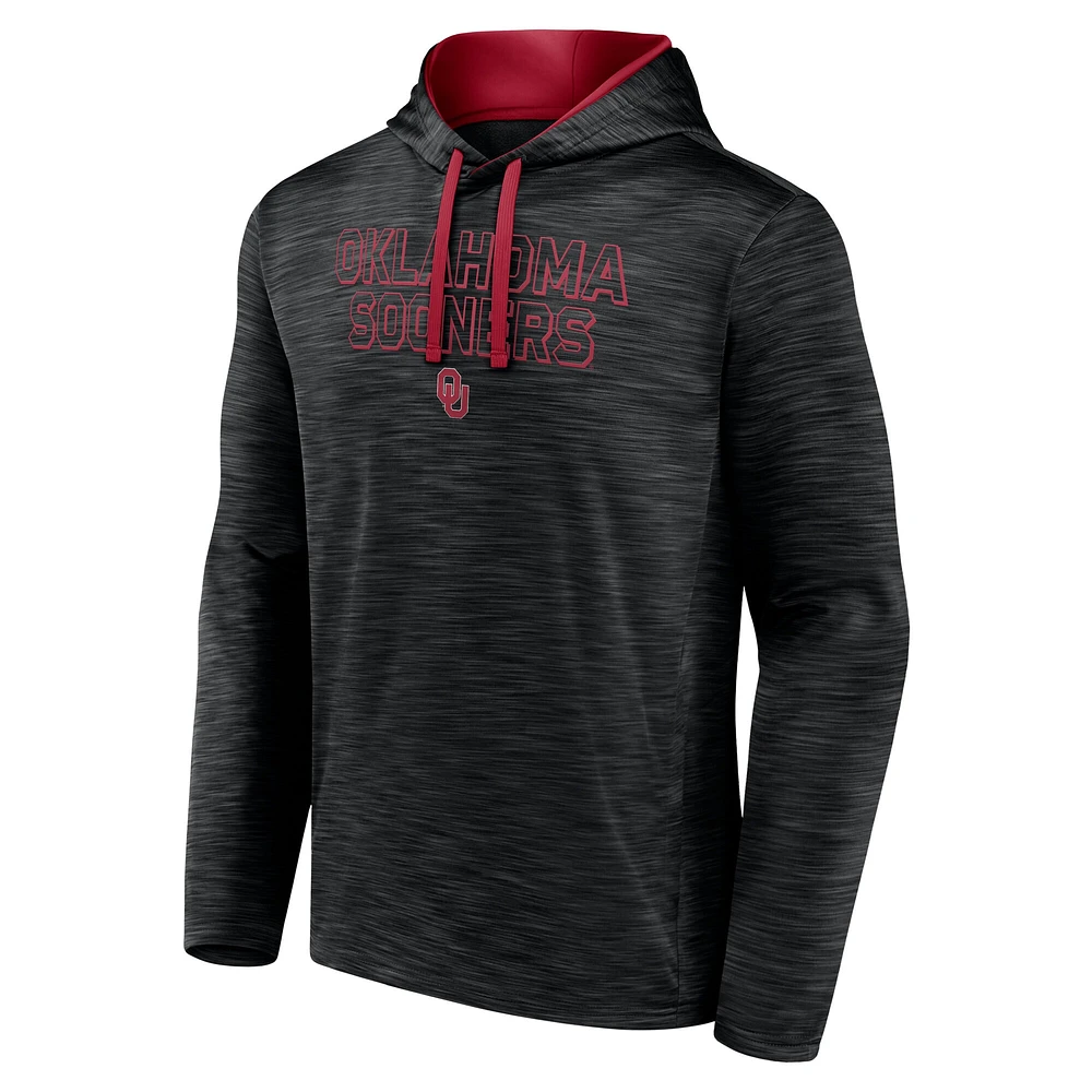 Men's Fanatics  Heather Black Oklahoma Sooners Athlete Fleece Pullover Hoodie