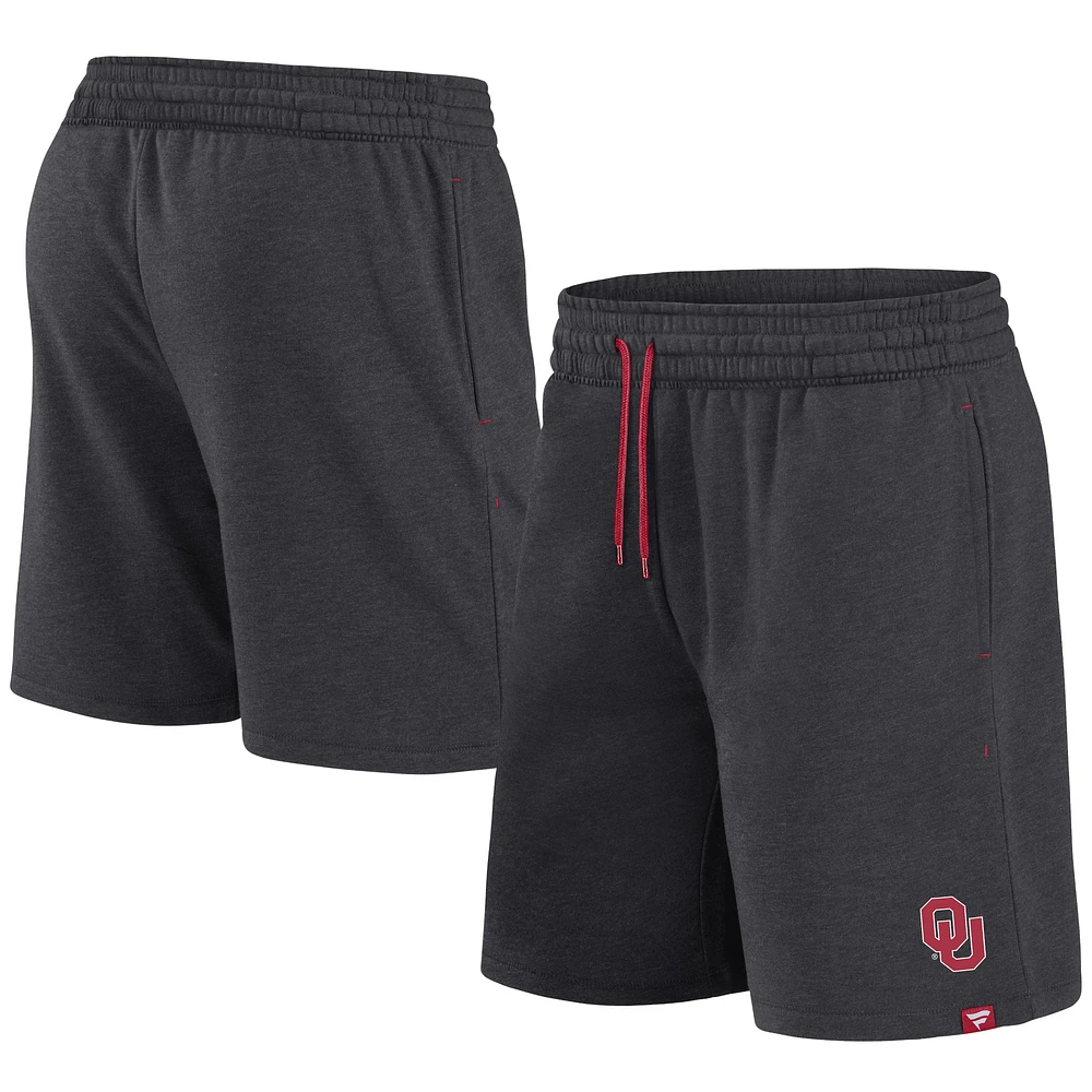 Short à logo principal Fanatics Heather Charcoal Oklahoma Sooners pour hommes