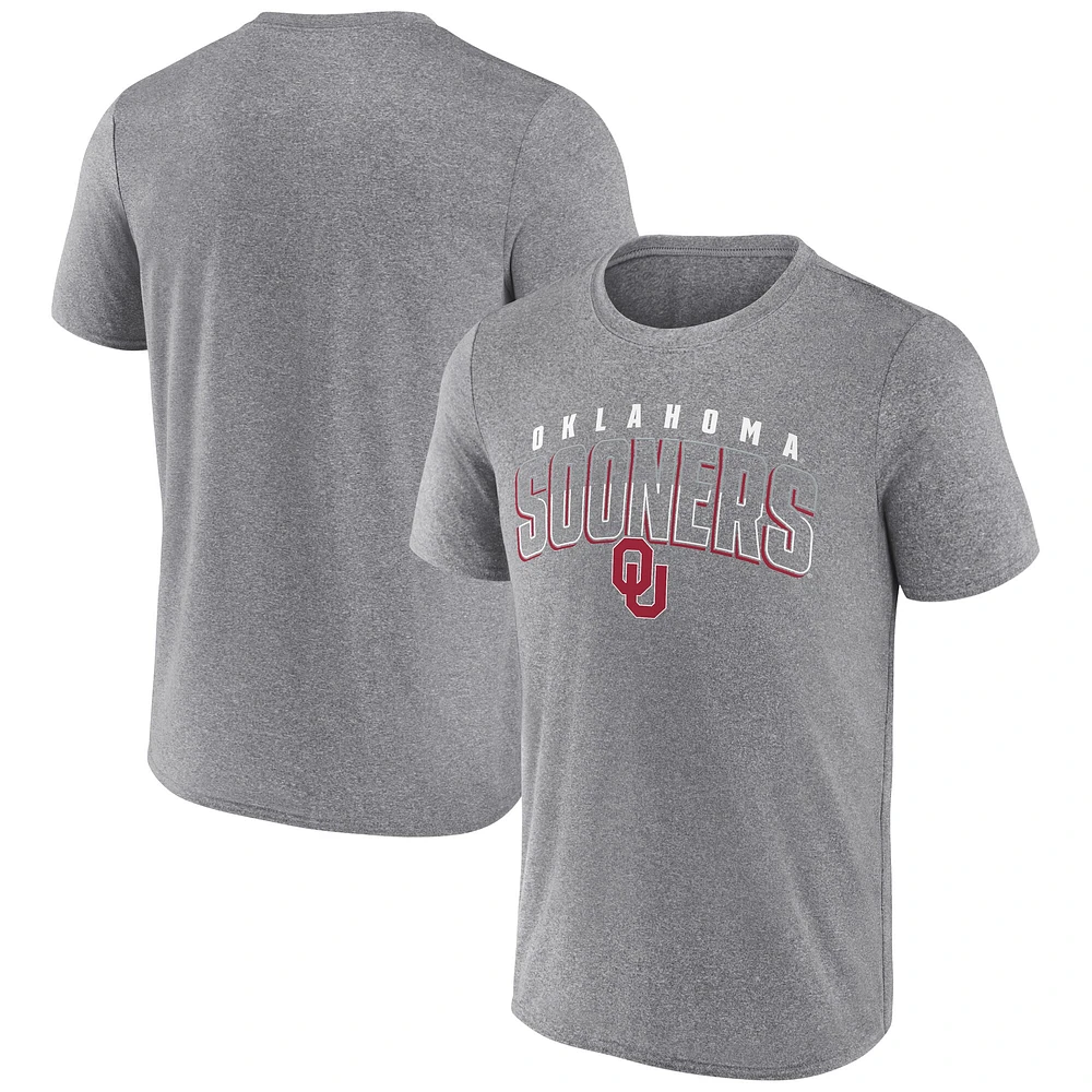 T-shirt Fanatics Heather Grey Oklahoma Sooners Outline Split pour homme