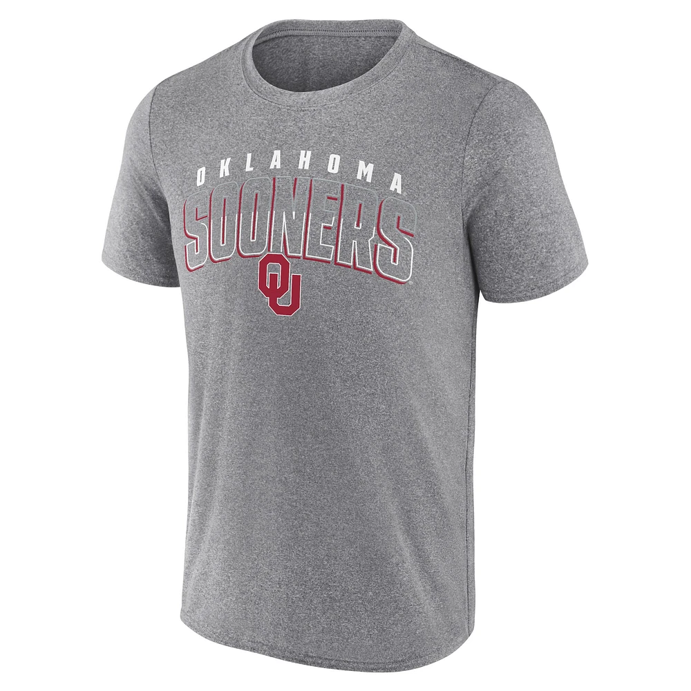 T-shirt Fanatics Heather Grey Oklahoma Sooners Outline Split pour homme