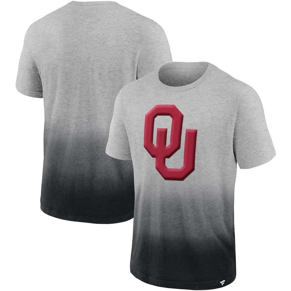 Men's Fanatics Heathered Gray/Black Oklahoma Sooners Team Ombre T-Shirt