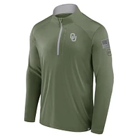 Men's Fanatics Olive Oklahoma Sooners OHT Military Appreciation Defender Quarter-Zip Jacket