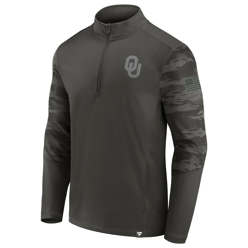 Men's Fanatics Olive Oklahoma Sooners OHT Military Appreciation Guardian Quarter-Zip Top