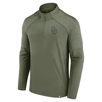 Men's Fanatics Olive Oklahoma Sooners OHT Military Appreciation Titan Raglan Quarter-Zip Jacket