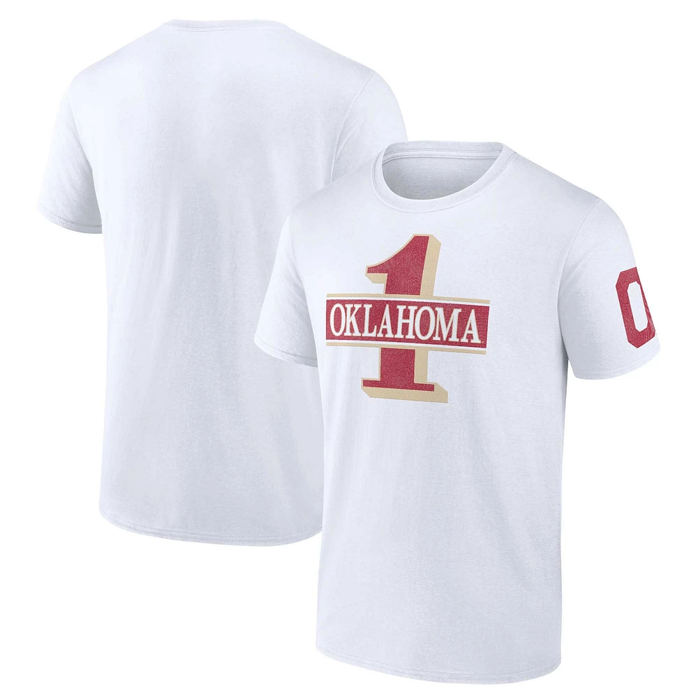 T-shirt blanc fanatiques pour hommes Oklahoma Sooners Only One Fan