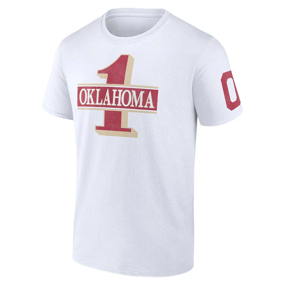 T-shirt blanc fanatiques pour hommes Oklahoma Sooners Only One Fan