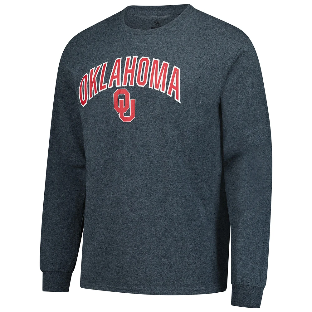 T-shirt à manches longues pour homme avec mascotte basique Oklahoma Sooners, couleur anthracite