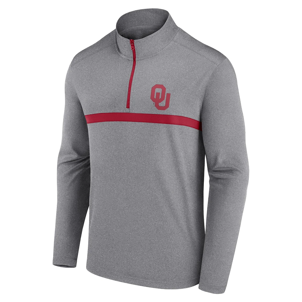 Pull à glissière quart de tour Heather Gray Oklahoma Sooners pour hommes