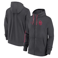 Sweat à capuche entièrement zippé Oklahoma Sooners 2024 anthracite Jordan Brand pour homme