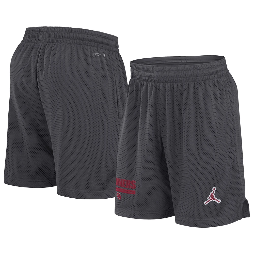 Men's Jordan Brand Anthracite Oklahoma Sooners 2024 Sideline Performance Mesh Shorts