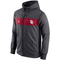 Men's Jordan Brand Anthracite Oklahoma Sooners Logo Performance Full-Zip Hoodie