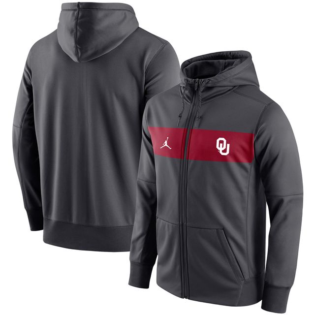 Sweat à capuche zippé Performance Jordan Brand Oklahoma Sooners pour homme avec logo anthracite