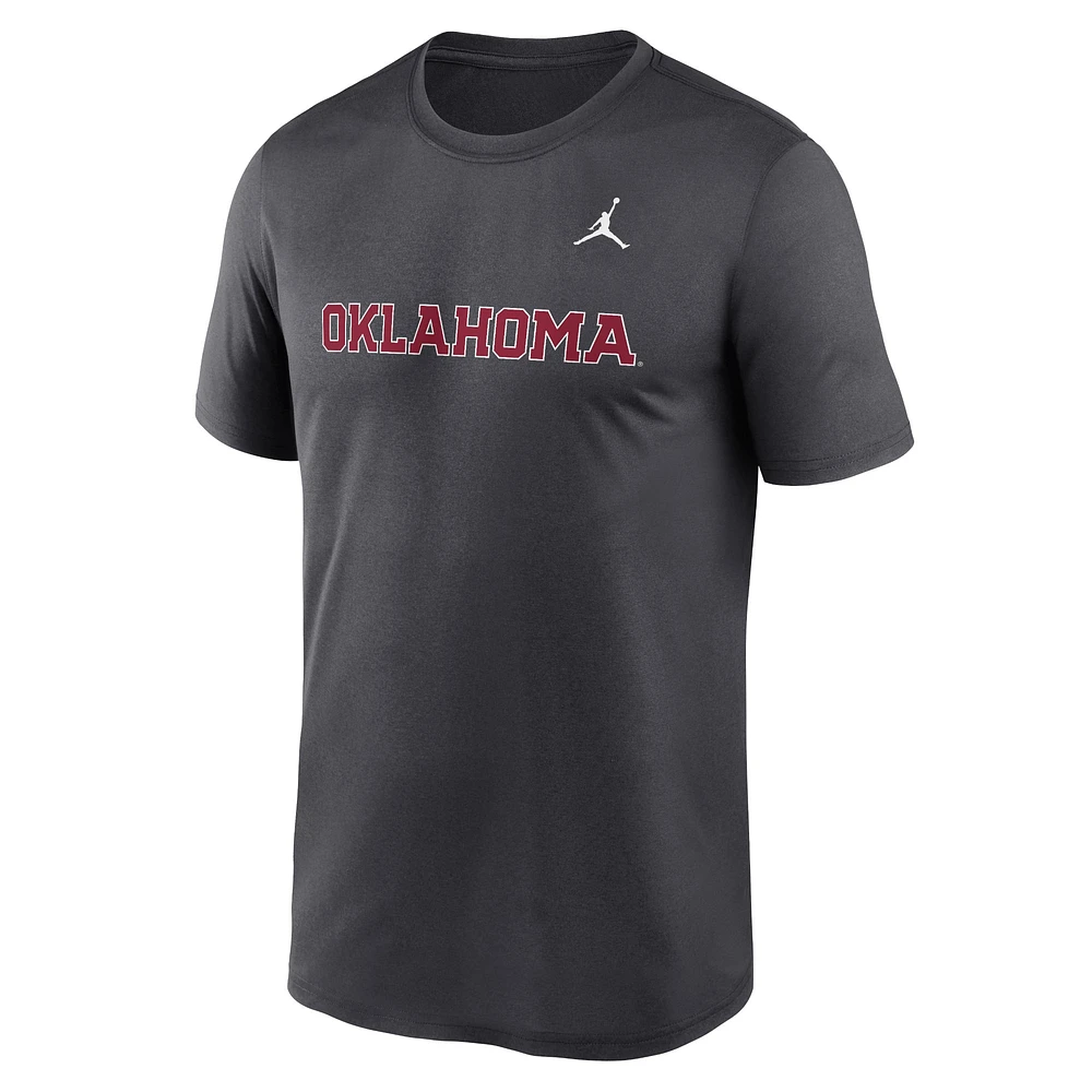 T-shirt Jordan Brand anthracite pour homme avec logo Primetime Legend des Oklahoma Sooners