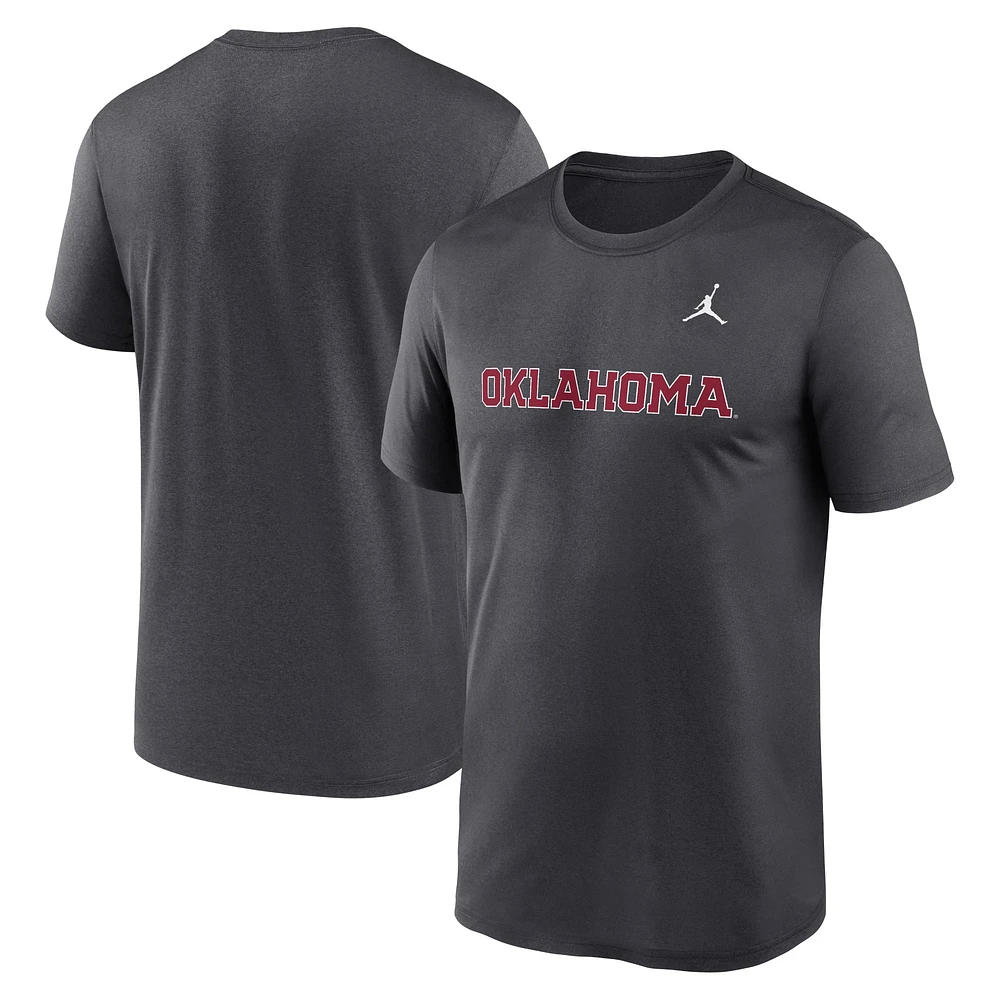 T-shirt Jordan Brand anthracite pour homme avec logo Primetime Legend des Oklahoma Sooners