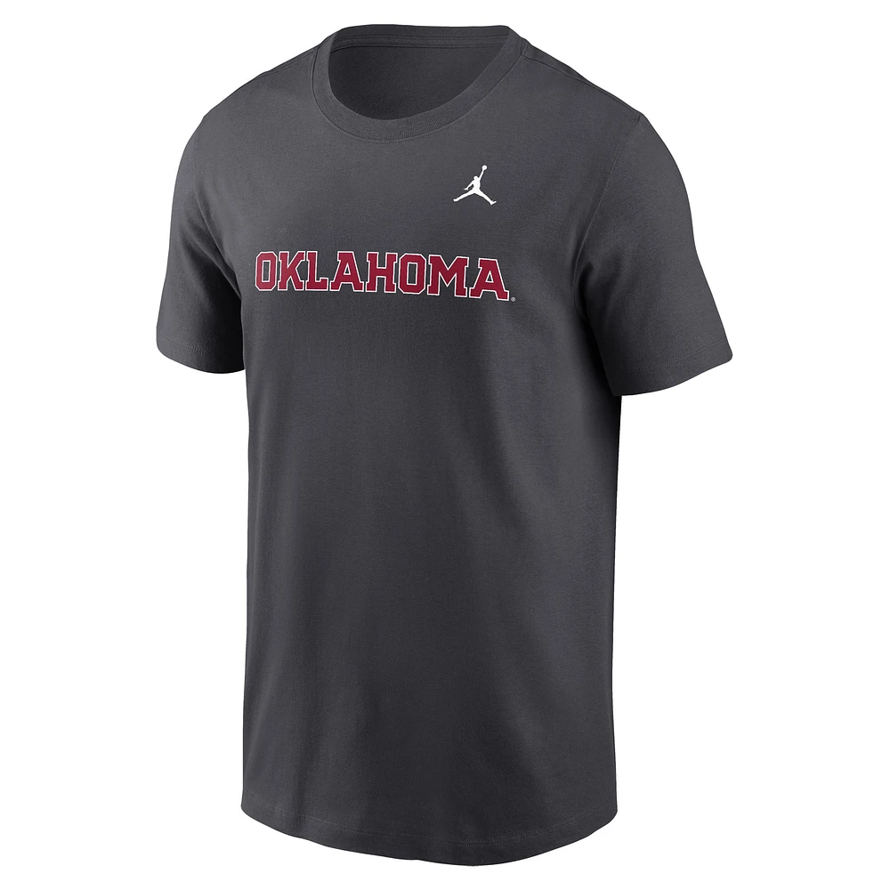 Men's Jordan Brand Anthracite Oklahoma Sooners Primetime Wordmark T-Shirt