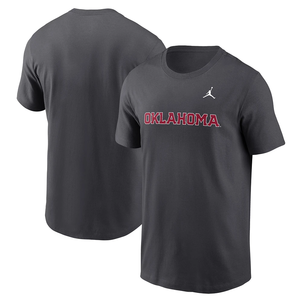 T-shirt Jordan Brand anthracite pour homme avec logo Primetime des Oklahoma Sooners