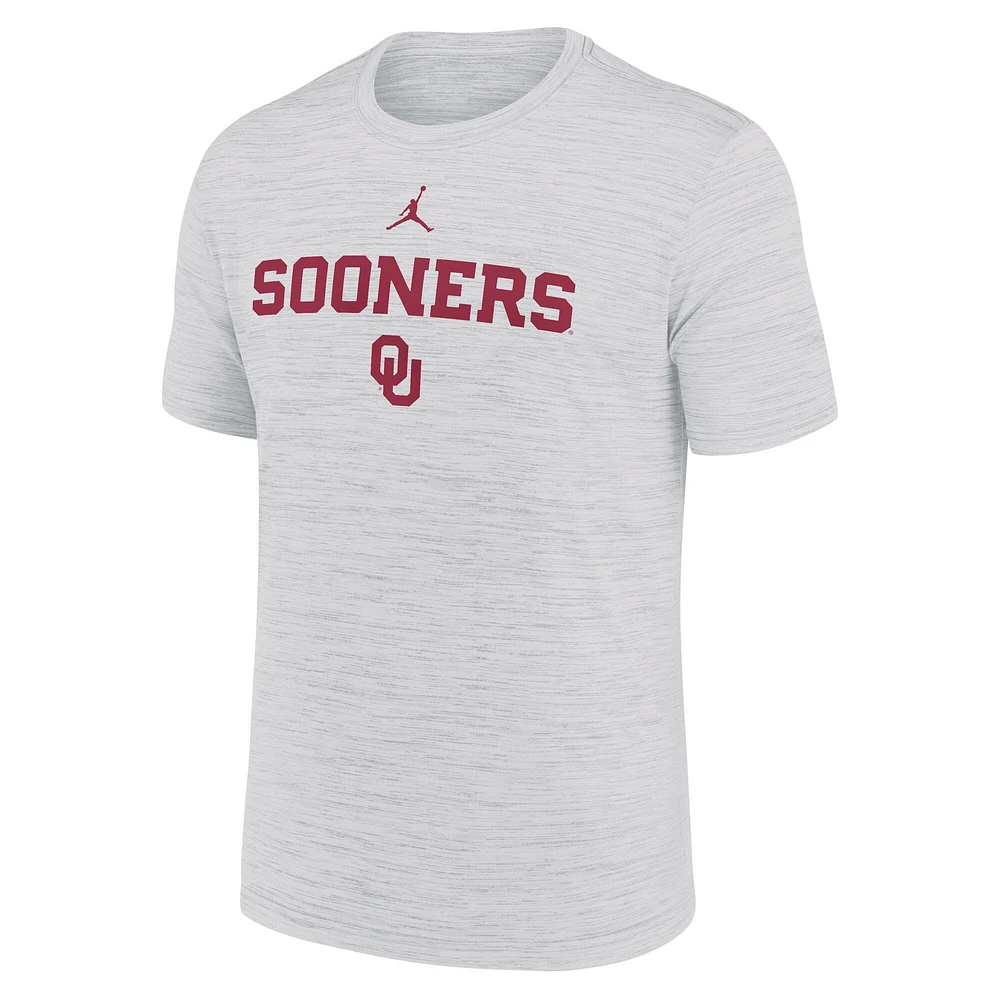Men's Jordan Brand Ash Oklahoma Sooners 2025 Sideline Velocity Performance T-Shirt