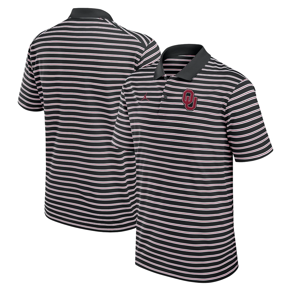 Polo rayé Primetime Victory Performance noir/blanc Jordan Brand pour homme des Oklahoma Sooners