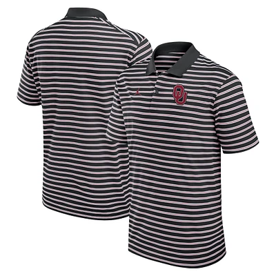 Men's Jordan Brand Black/White Oklahoma Sooners Primetime Victory Striped Performance Polo