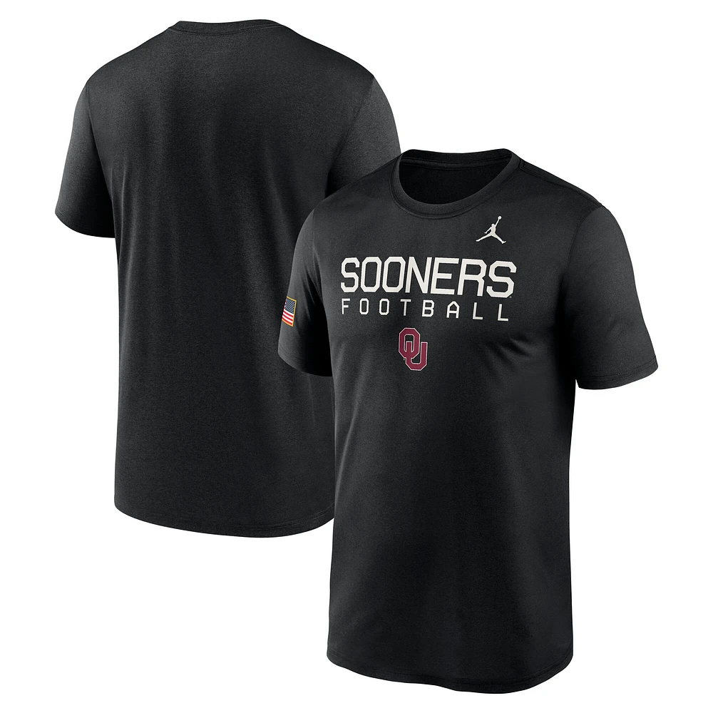 T-shirt de performance Jordan Brand noir pour homme Oklahoma Sooners 2024 Military Appreciation Legend