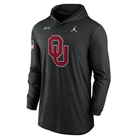 Men's Jordan Brand Black Oklahoma Sooners 2024 Military Appreciation Performance Long Sleeve Hoodie T-Shirt