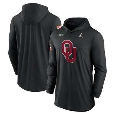 T-shirt à capuche manches longues pour homme Jordan Brand Black Oklahoma Sooners 2024 Military Appreciation Performance