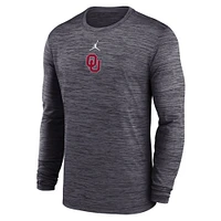 Men's Jordan Brand Black Oklahoma Sooners 2025 Sideline Velocity Performance Long Sleeve T-Shirt