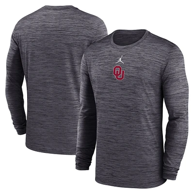 Men's Jordan Brand Black Oklahoma Sooners 2025 Sideline Velocity Performance Long Sleeve T-Shirt