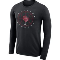 Men's Jordan Brand Black Oklahoma Sooners Basketball Icon Legend Performance Long Sleeve T-Shirt